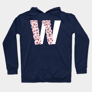 Colorful capital letter W patterned with sakura twig Hoodie